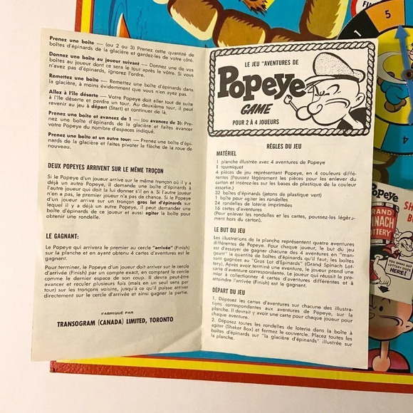 Vintage 1957 The  Adventures Of Popeye Board Game Eng and French Missing 4 Discs - Picture 16 of 16